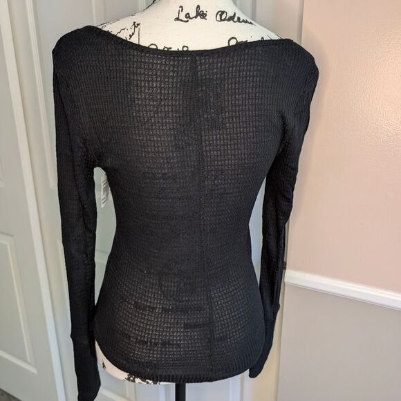 Free People Black Textured Knit Top - Picture 4 of 5